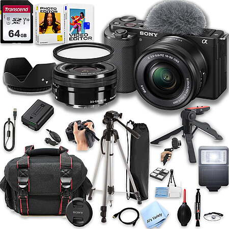Sony ZV-E10 Mirrorless Camera with 16-50mm Lens + 64GB SD Card and More (International Version) $798