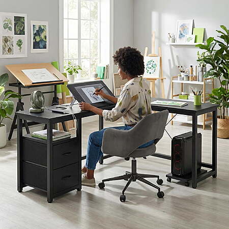 Lofka 66 Inch L Shaped Home Office Desk $59.99