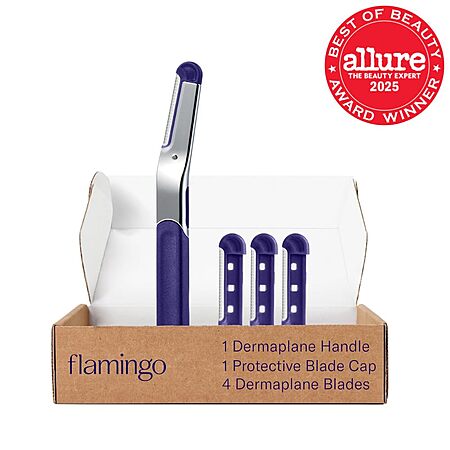 Flamingo Dermaplane Starter Set, Face Razors for Women, Smooth Skin, 1 Handle, 4 Refillable Dermaplane Razors, 1 Protective Blade Cap $18.08