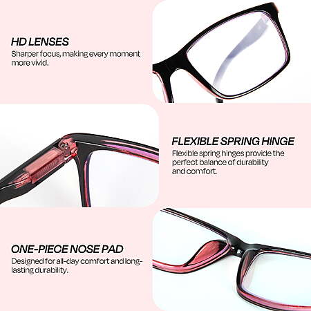 3 Pack Reading Glasses for Women Men  (+1.5, +2.0,+2, Fashion Rectangular Readers with Spring Hinges, Lightweight Blue Light Blocking Glasses for Reading & Computer Work $10.29