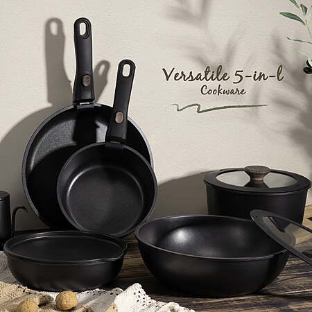 Astercook 20-Piece Pots and Pans Set, Nonstick Cookware Set with Detachable Handles, Oven & Dishwasher Safe, Induction Compatible, Stackable RV Kitchen Cooking Set, Black $59.99