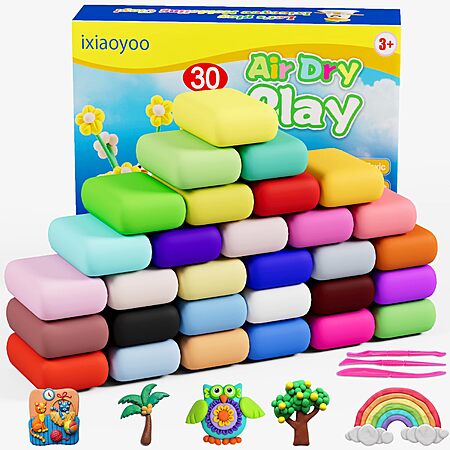 Ixiaoyoo Air Dry Clay, 30 Colors Modeling Clay for Kids $9.98