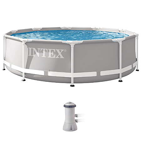 INTEX Prism Frame 10ft x 30in Above Ground Swimming Pool Set w/ Pump $134.99