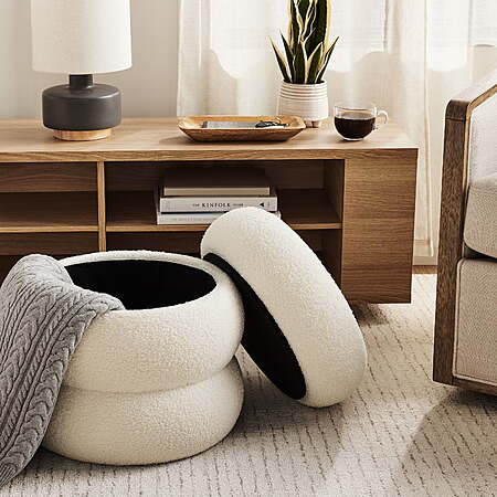 Mainstays Boucle Cloud Storage Ottoman, Cream $49.94