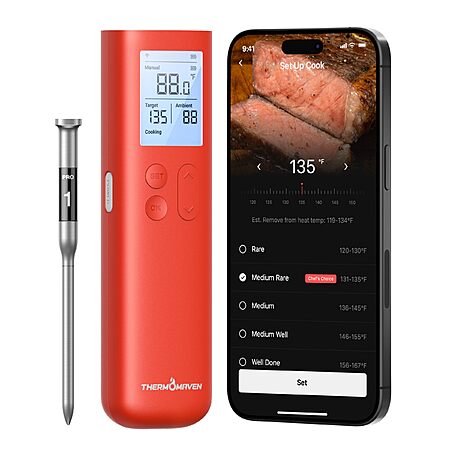 ThermoMaven Smart Bluetooth Wireless Meat Thermometer + Free Gift) $37.99
