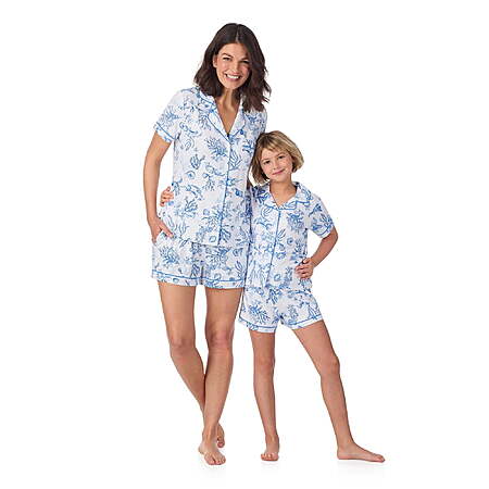 Joyspun Girls Mommy and Me Notch Collar Top and Shorts Family Matching Pajama Set, Sizes XS-XXL $7.25