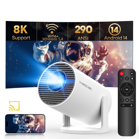Magcubic Mini Projector 8K 1080P Support with WiFi 6 & BT 5.4 290 ANSI Brightness, Auto Keystone, 180 Degree Rotation, Portable Projector $39.99