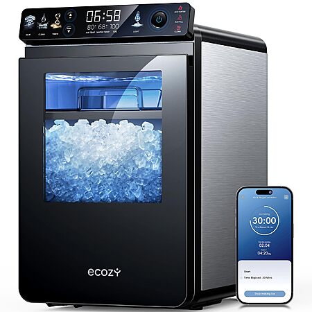 ecozy Nugget Ice Maker Countertop, First Full-Color Smart Panel 44 lbs ...
