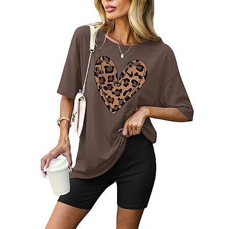 2-Pc Ekouaer Women's Moisture Wicking T-Shirt & Biker Short Lounge Set $10