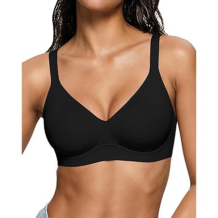 As Fairy Women's Wireless Full Coverage Seamless Jelly Push-Up Bra (Black) $15