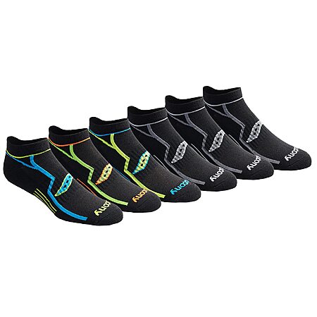 Saucony Men's RunDry Bolt Performance No-Show Socks, Available in M-XXL (6, 12, 18 Pairs), Black (6 Pairs), X-Large $8.05