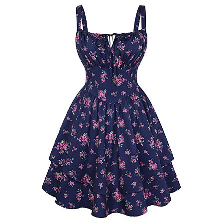 Scarlet Darkness Women's Floral Mini Corset Dress w/ Pockets (various) $16