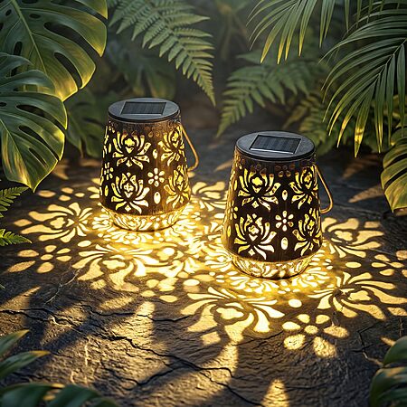 2-Pk Edenseelake Outdoor Solar Hanging Metal Flower Lanterns (Bronze) $15