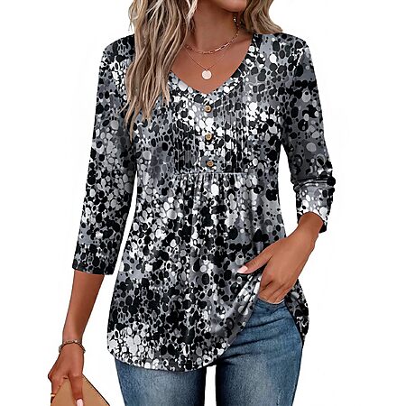 Ekouaer 3/4 Length Sleeve Tops Casual Summer Blouses Spring Tee Shirts