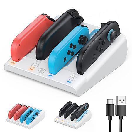 FASTSNAIL 8-in-1 Switch 2/1 Joy-Con Charger Dock w/ Magnetic Charging $7