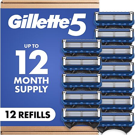 [S&S]Gillette 5 Men's 5-Blade Razor Blade Refills, 12 Count $24.82