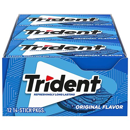 [S&S] Trident Original Sugar Free Gum, 12 Packs of 14 Pieces (168 Total Pieces)
