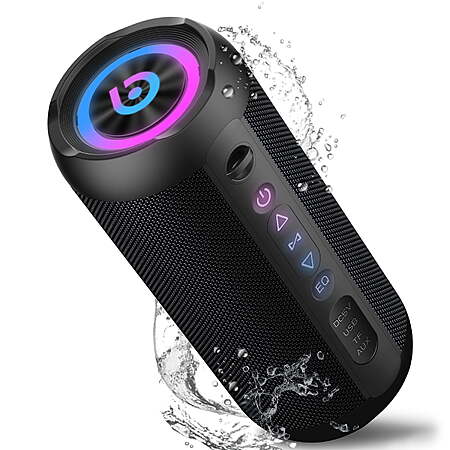 Portable Bluetooth Speaker IPX7 Waterproof, 30W Loud Sound, Deep Bass, Bluetooth 5.4, LED Lights