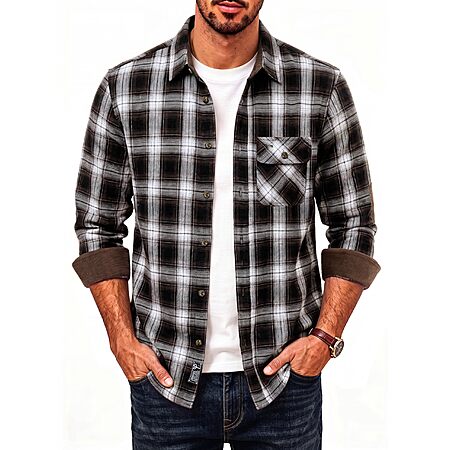 PJ PAUL JONES Men's Cotton Flannel Long Sleeve Button Down Plaid Work Shirt