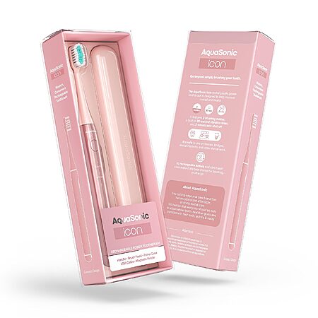 [Limited Deal] Aquasonic Icon ADA-Accepted Rechargeable Toothbrush | Magnetic Holder & Slim Travel Case