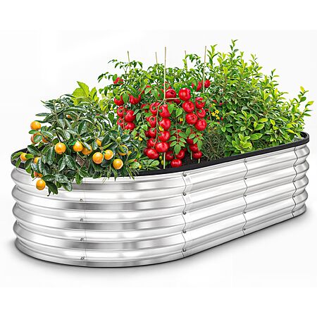 Utopia Home Galvanized Raised Garden Bed Kit 4x2x1ft, Planter Box Raised Garden Beds Silver