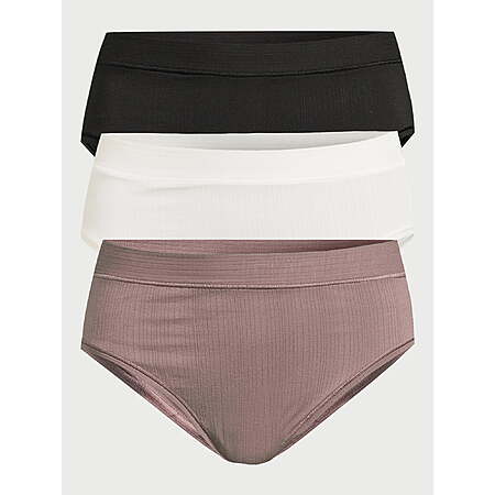 Joyspun Women’s Ribbed Modal Hi Cut Brief Panties, 3-Pack, Sizes XS to 3XL
