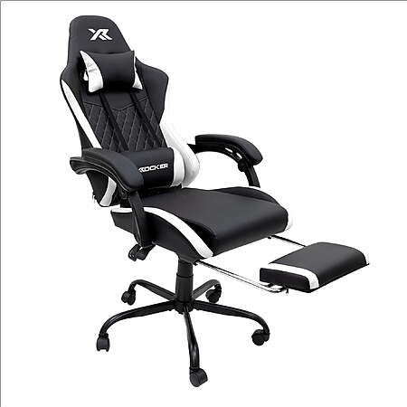 X Rocker Apex PC Gaming Chair with Massage Function and Footrest (White & Black)