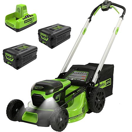 Greenworks 60V 21in Self-Propelled Lawn Mower, (2) 4.0 Ah Battery Kit