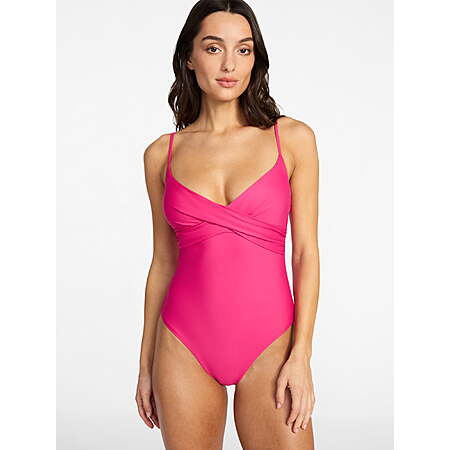 Time and Tru Women's Ruched Front One Piece Swimsuit, Sizes XS-3X