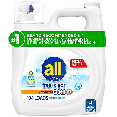 all Free Clear Liquid Laundry Detergent, Oxi, 154oz, 103 Loads + $5.00 Walmart Cash $19.97