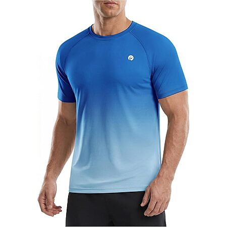 PINSPARK Workout Shirts for Men Short Sleeve UPF 50+ Quick Dry Gym T-Shirt