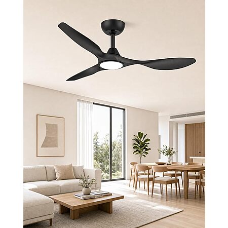 Roomratv 42 Inch Modern Black Ceiling Fans with Lights and Remote Control