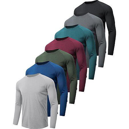 MLYENX 7 Pack Quick Dry Moisture Wicking Long Sleeve Shirts for Men