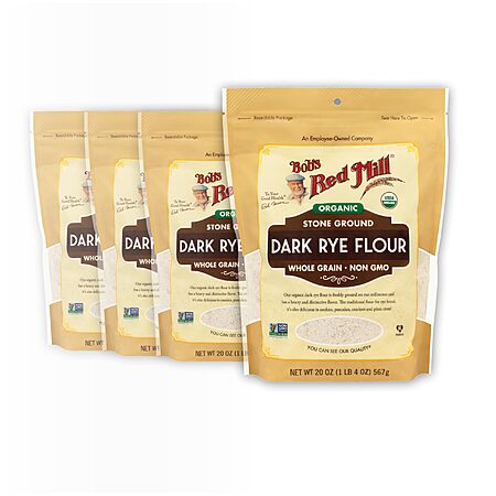 [S&S] Bob's Red Mill Organic Dark Rye Flour, 20oz (4 Pack)
