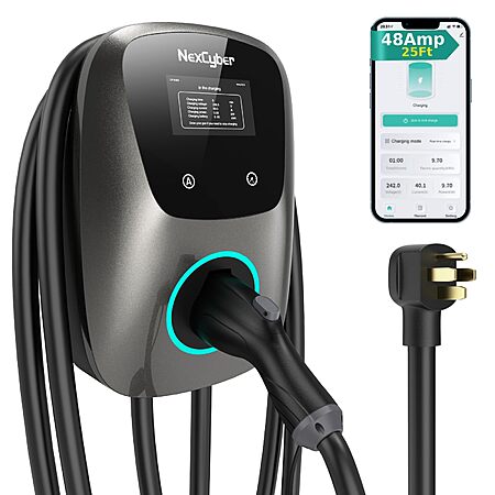 [Prime] NexCyber Level 2 EV Charger(WiFi APP/Plug-Play), 48A Nema 14-50p, 25ft Cable ETL Certified, Home Level 2 EVSE Car Charger w/ J1772 Connector
