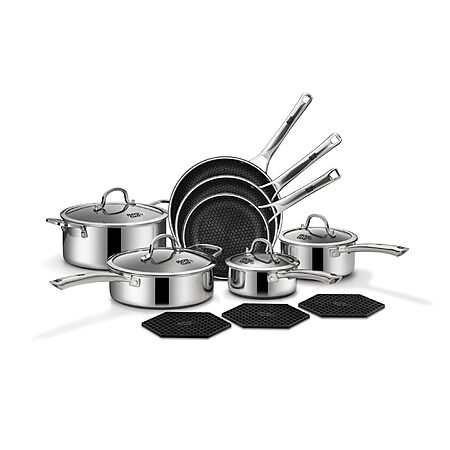 SNOWCLAD Pots and Pans Set Non Stick | Stainless Steel Kitchen Cookware