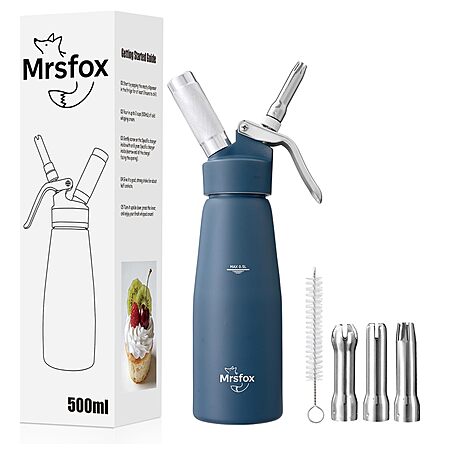 Mrsfox Professional Aluminum Whipped Cream Dispenser – 500 mL