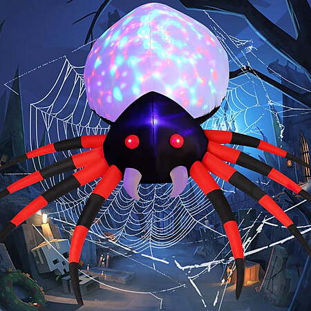 GOOSH Halloween Inflatable 5 FT Halloween Spider Inflatable, Halloween Blow Up Spider Halloween Spider Decoration with LED Lights Built-in, Outdoor Halloween Decoration