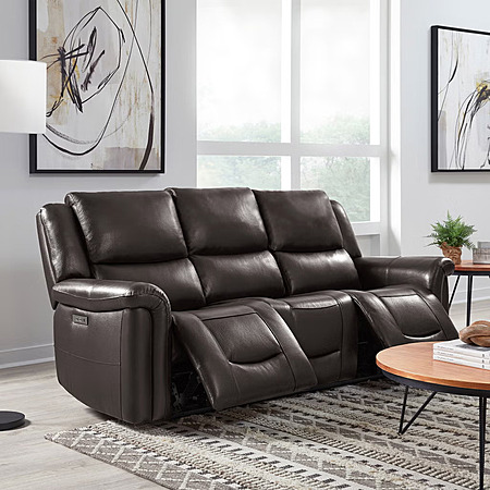 Costco Wholesale Alba Leather Power Reclining Sofa with Power Headrests