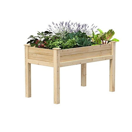 Original Natural Wood Cedar Rectangle Elevated Garden Raised Bed with Legs (48 in. L x 24 in. W x 7.5 in. H)