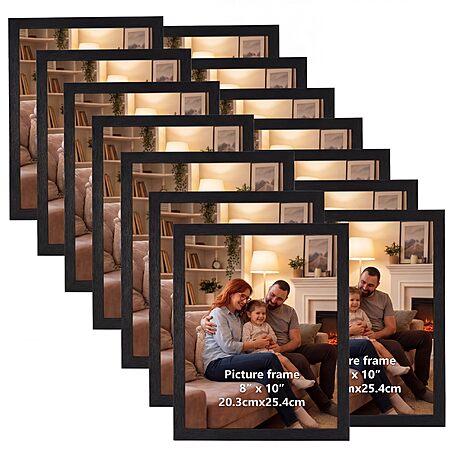 Giftgarden 8x10 Picture Frames Set of 15, Black Wooden Photo Frame for Wall or Tabletop Display, Engineered Wood with Shatter-Resistant Plexiglass