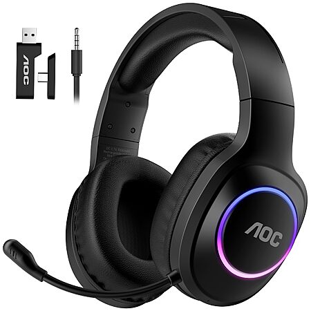 AOC Wireless Gaming Headset for PS5, PS4, Nintendo Switch, PC- Black