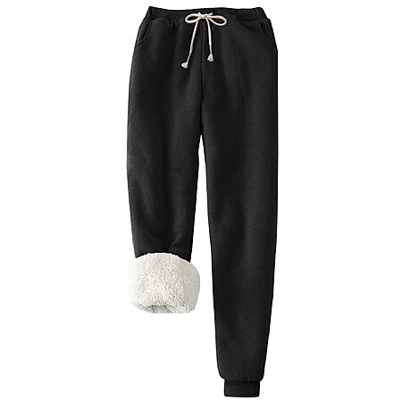 PEHMEA Womens Sherpa Lined Sweatpants Winter Warm Fleece Pockets Joggers