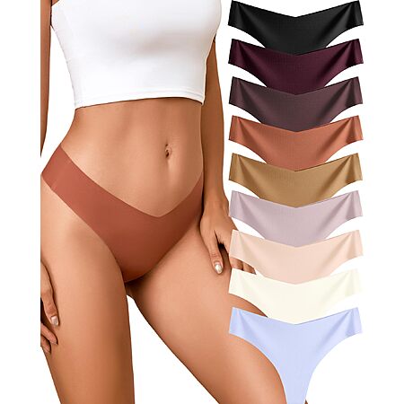 Take Talk Underwear Womens 9 Pack Seamless Thongs No Show Workout Panties $7.79