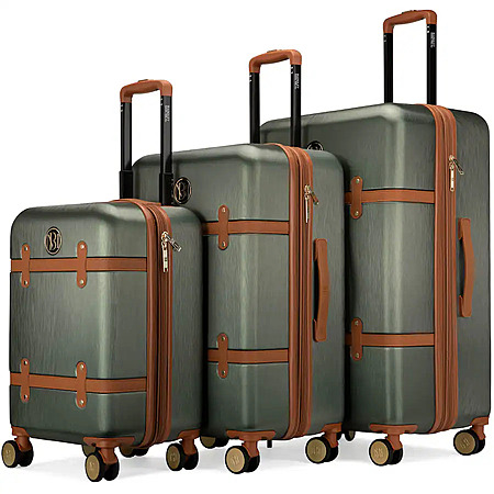 Badgley Mischka - Grace 3 Piece Expandable Retro Luggage Set
