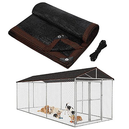 MEWTOGO 95% High Density Dog Kennel Shade Cover - 10x20ft Mesh Shade Cloth