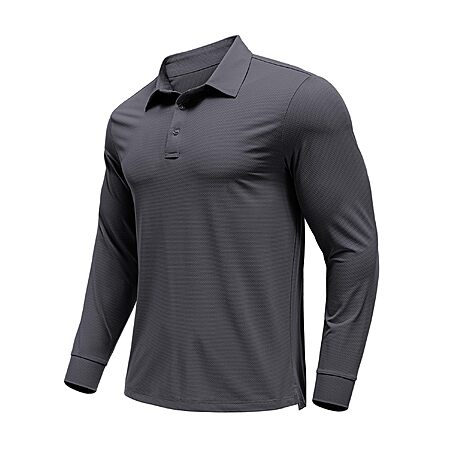 PINSPARK Mens Golf Polo Shirts Quick Dry Polo Shirts for Men Long Sleeve