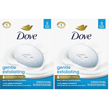 Dove Beauty Bar Soap Gentle Exfoliating,for Soft,Smooth Skin,Gently Renews Skin 3.75 oz,(Pack of 16)