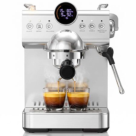 Havato Espresso Machine 20 Bar, Hot & Cold Brew Coffee Maker with Steam Wand Milk Frother, LED Display, Single & Double Shot, Home Barista Coffee Machine