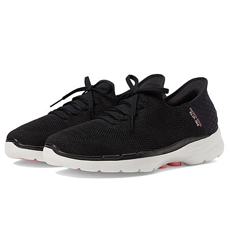 Skechers Women's Skechers Women's Hands Free Slip-ins Go Walk 6-Lovely Day, Black/Hot Pink, 10.5